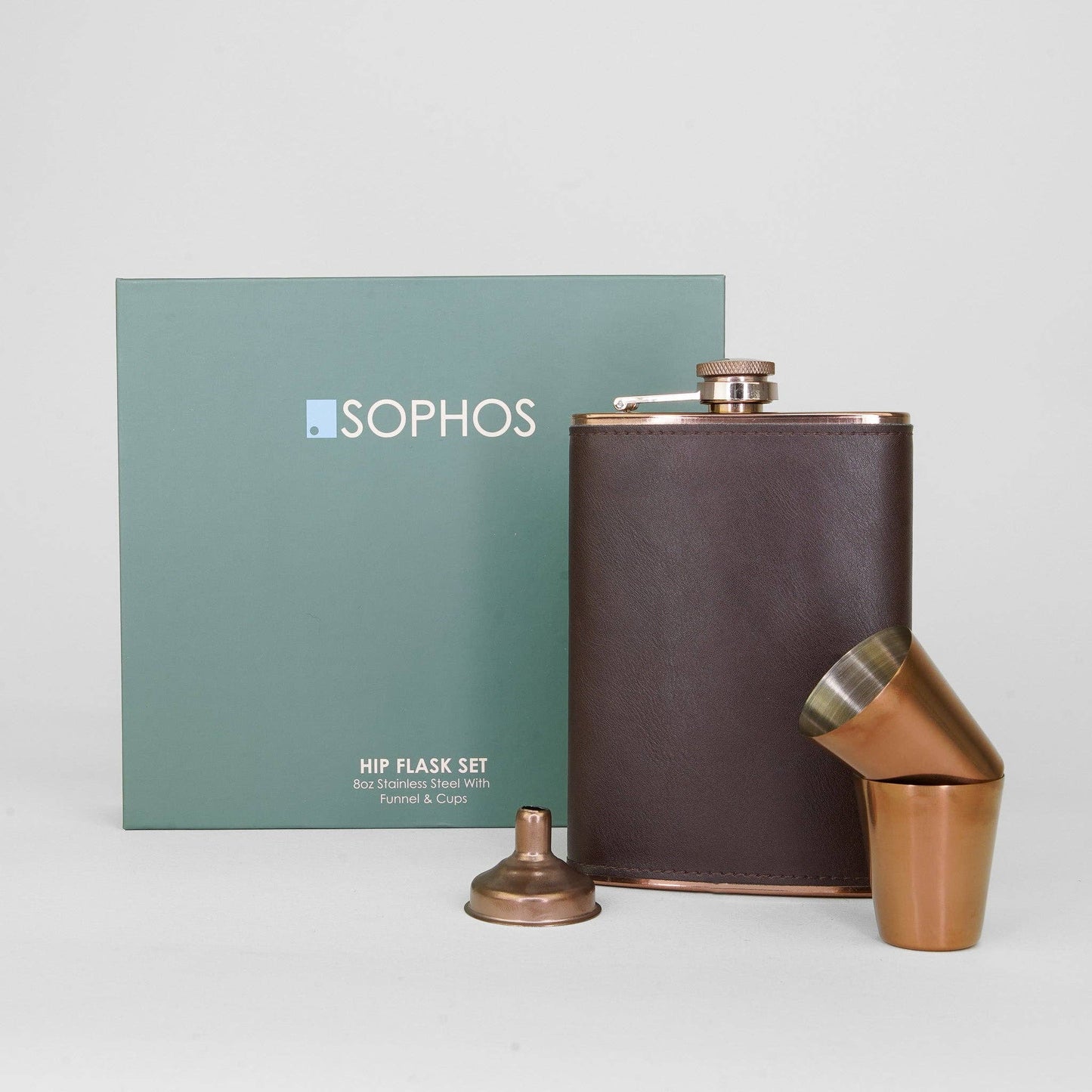 Sophos - 4 Piece Copper Hip Flask Set