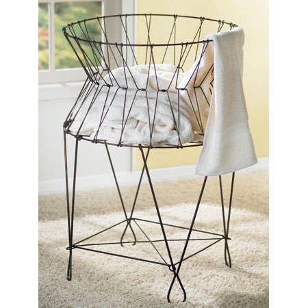 India Handicrafts Inc - Vintage Iron Laundry Basket, 2