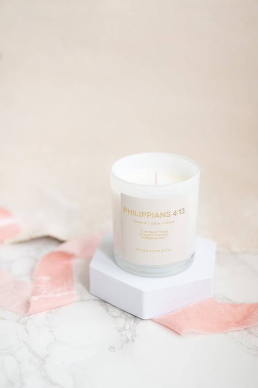 Paige Tate Christian Gifts - Scripture Candle: Philippians 4:13