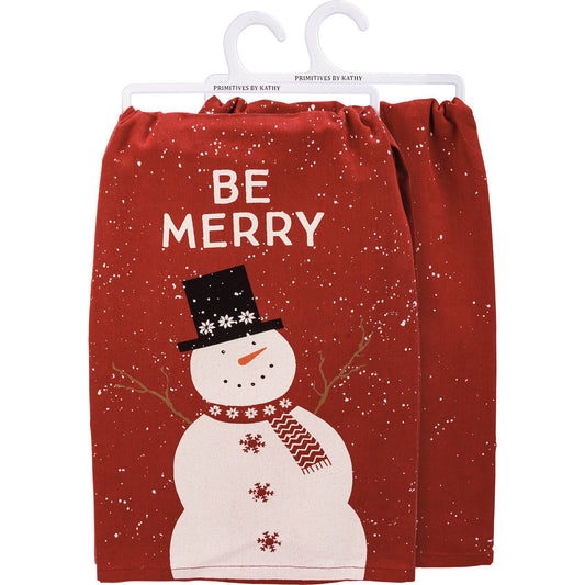 Primitives by Kathy - Be Merry Snowman Kitchen Towel
