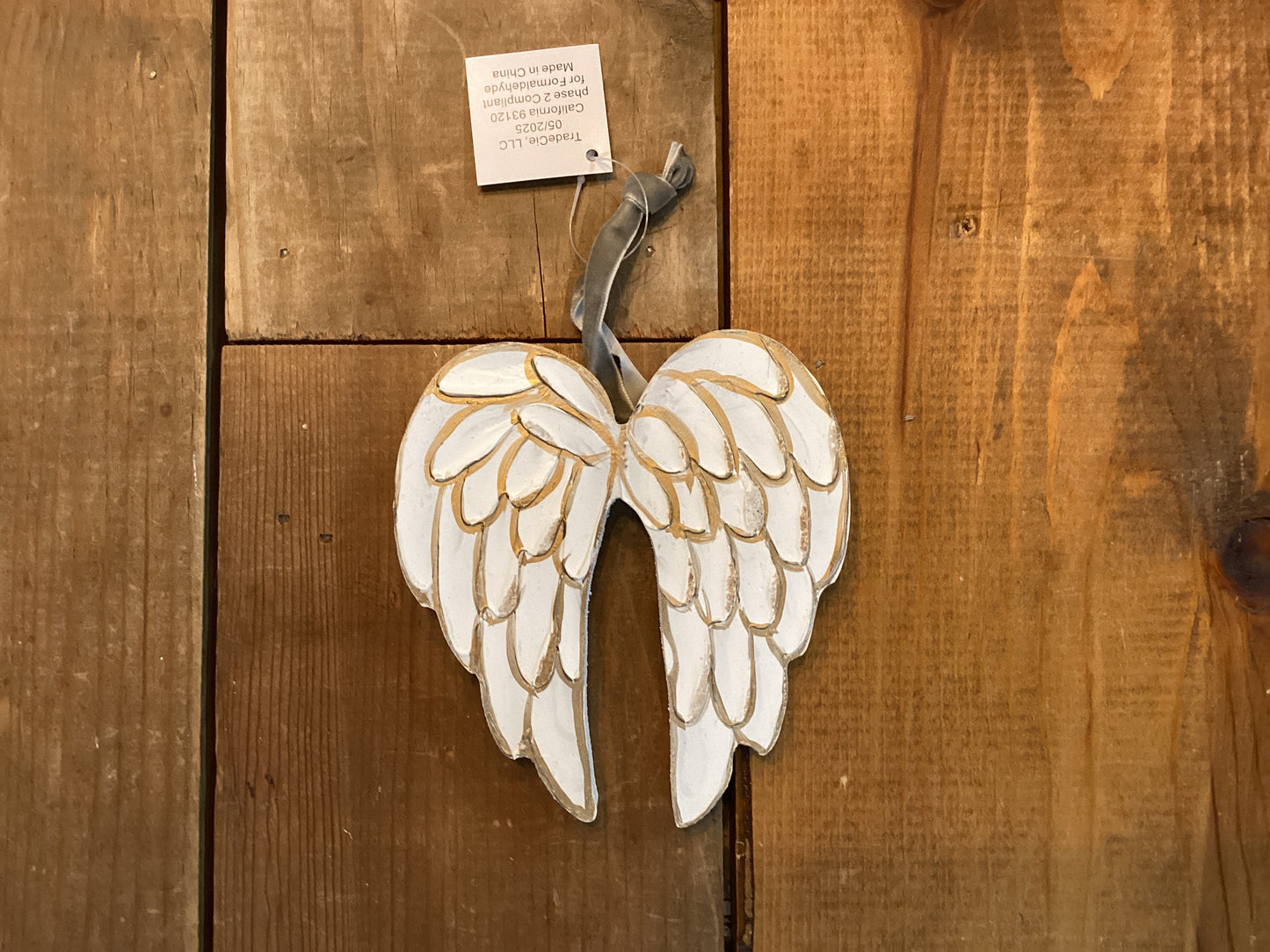 Wooden angel wings ornament