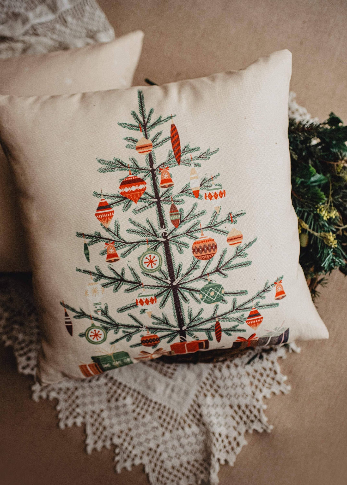 UniikPillows - Nordic Pine Christmas Tree | Throw Pillow | Thank you Gift | Teacher Gift | New Home Gift | Grandma Gift | Mom Gift | Rustic Farmhouse Decor