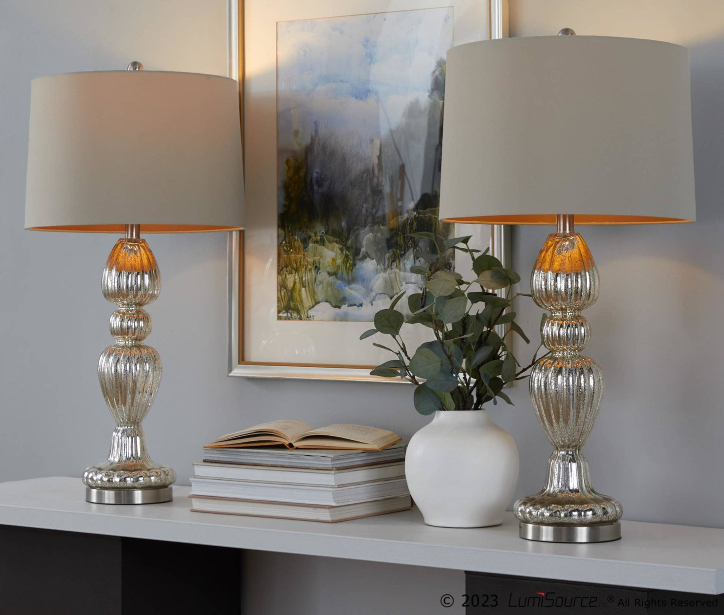 LumiSource and Grandview Gallery - Spade 30" Glass Table Lamp - Set of 2