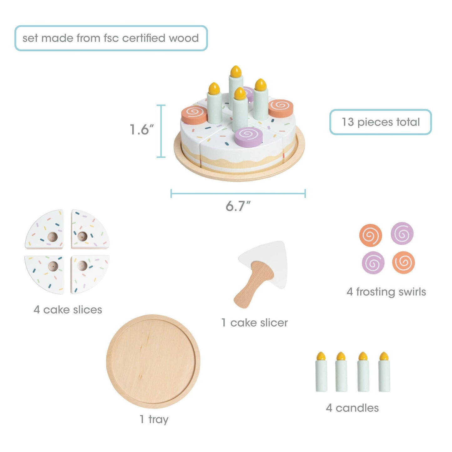 Pearhead - Celebration Wooden Cake Set, Developmental Toys
