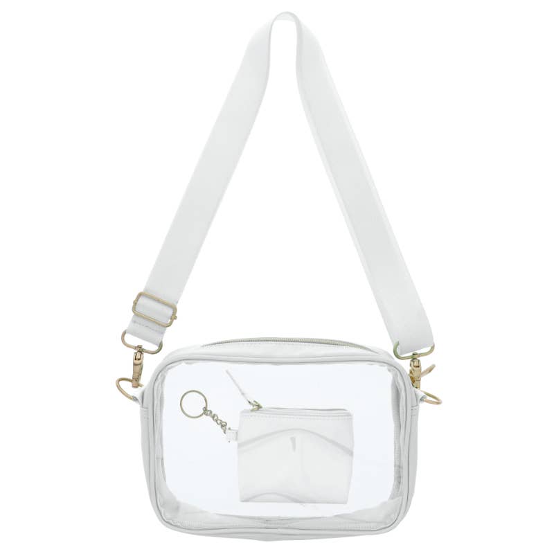 Jane Marie - White Clear Crossbody + Keychain Wallet