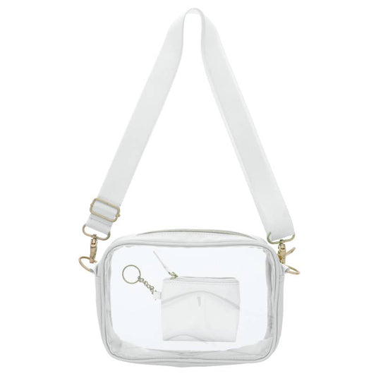 Jane Marie - White Clear Crossbody + Keychain Wallet