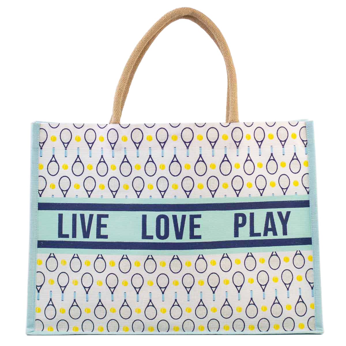 The Royal Standard - Tennis Love Juco Tote   Sky/Navy/White   19x14x7.5