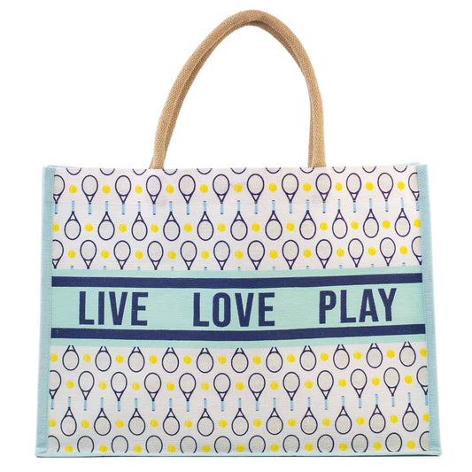 The Royal Standard - Tennis Love Juco Tote   Sky/Navy/White   19x14x7.5
