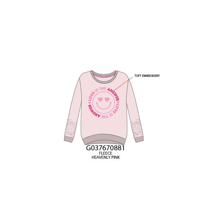 Paper Flower - Love is the answer tuff embroidery tinic length sweatshirt