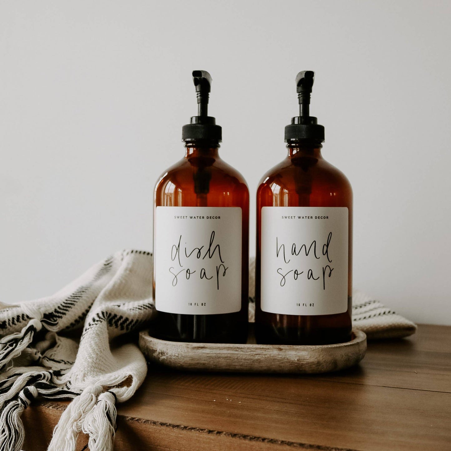 Sweet Water Decor - 16oz Amber Glass Hand Soap Dispenser - Home Decor & Gifts