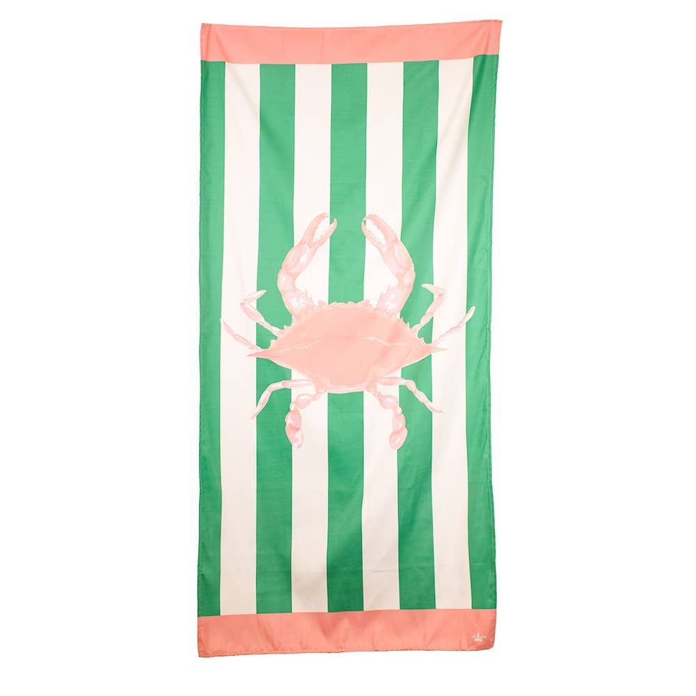 The Royal Standard - San Blas Crab Beach Towel   Emerald/Pink   34x70