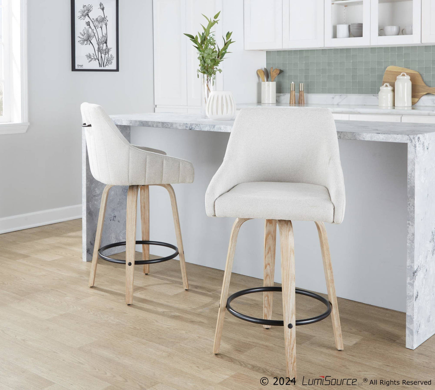 LumiSource and Grandview Gallery - Hannah 26" Fixed-Height Counter Stool WW - Set of 2
