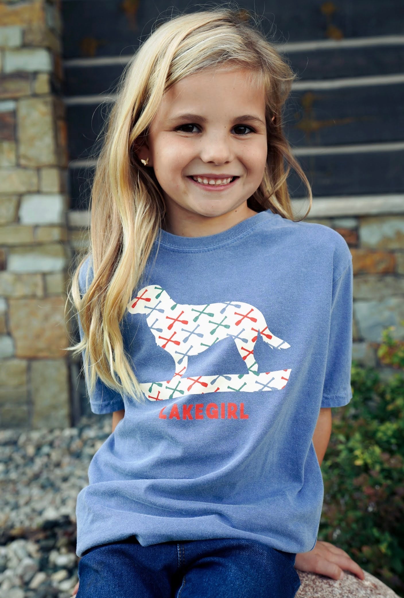 Lake Girl Youth Dog and Canoe Tee