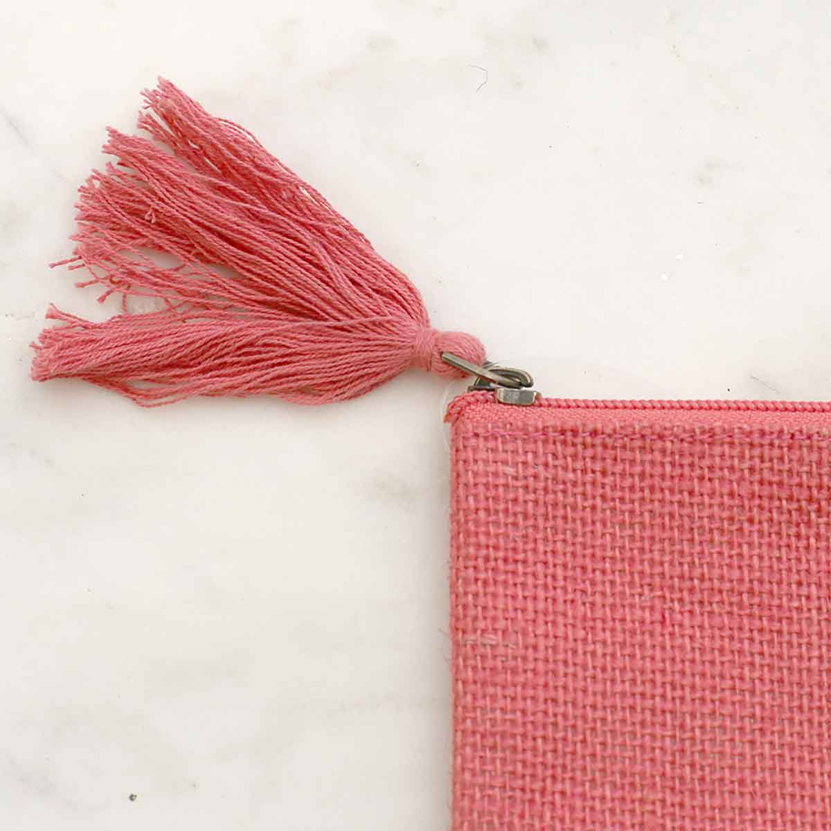 Jute Cosmetic Bag   Coral   10x6