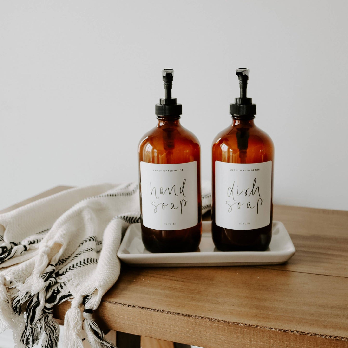 Sweet Water Decor - 16oz Amber Glass Hand Soap Dispenser - Home Decor & Gifts