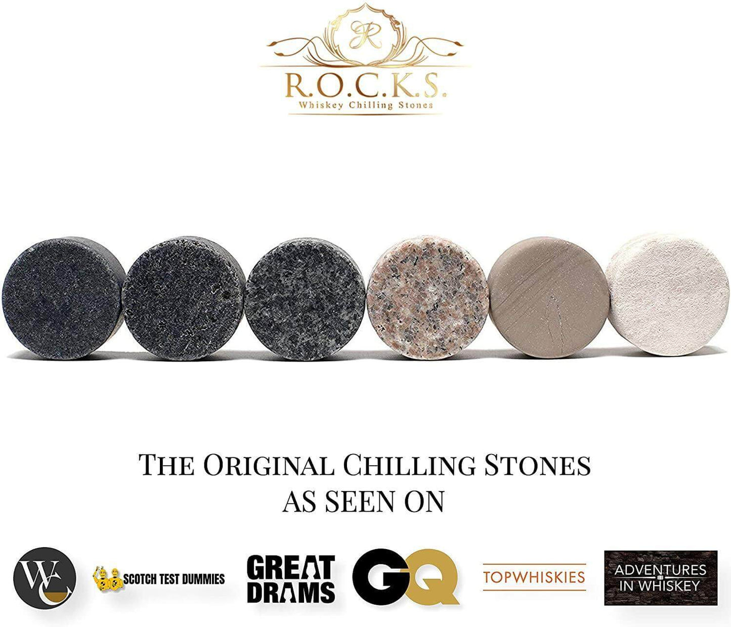 ROCKS Whiskey Chilling Stones - Whiskey Decanter With Glasses & Chilling Stones Gift Set