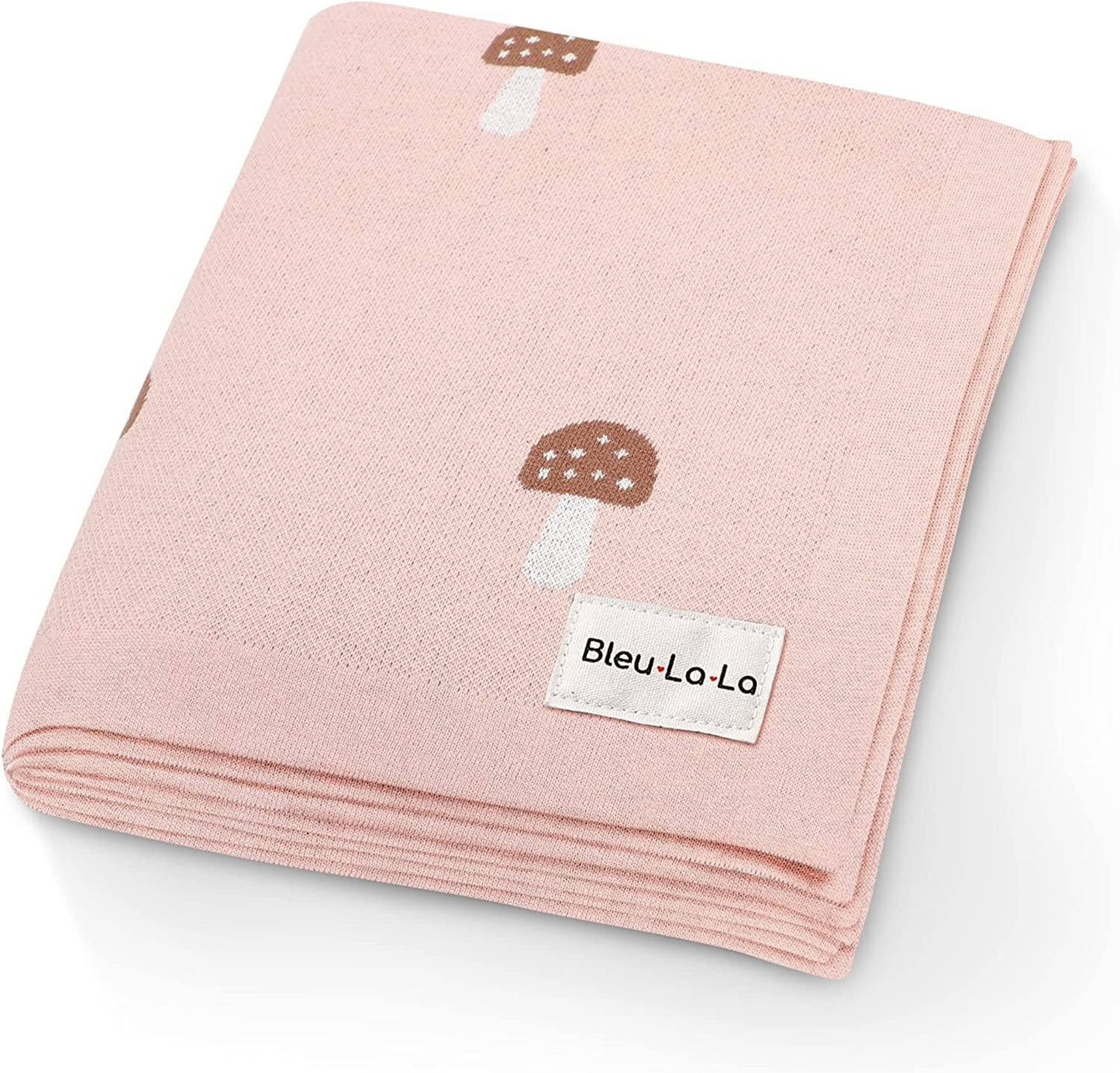 Bleu La La - 100% Luxury Cotton Swaddle Receiving Baby Blanket - Mushroom