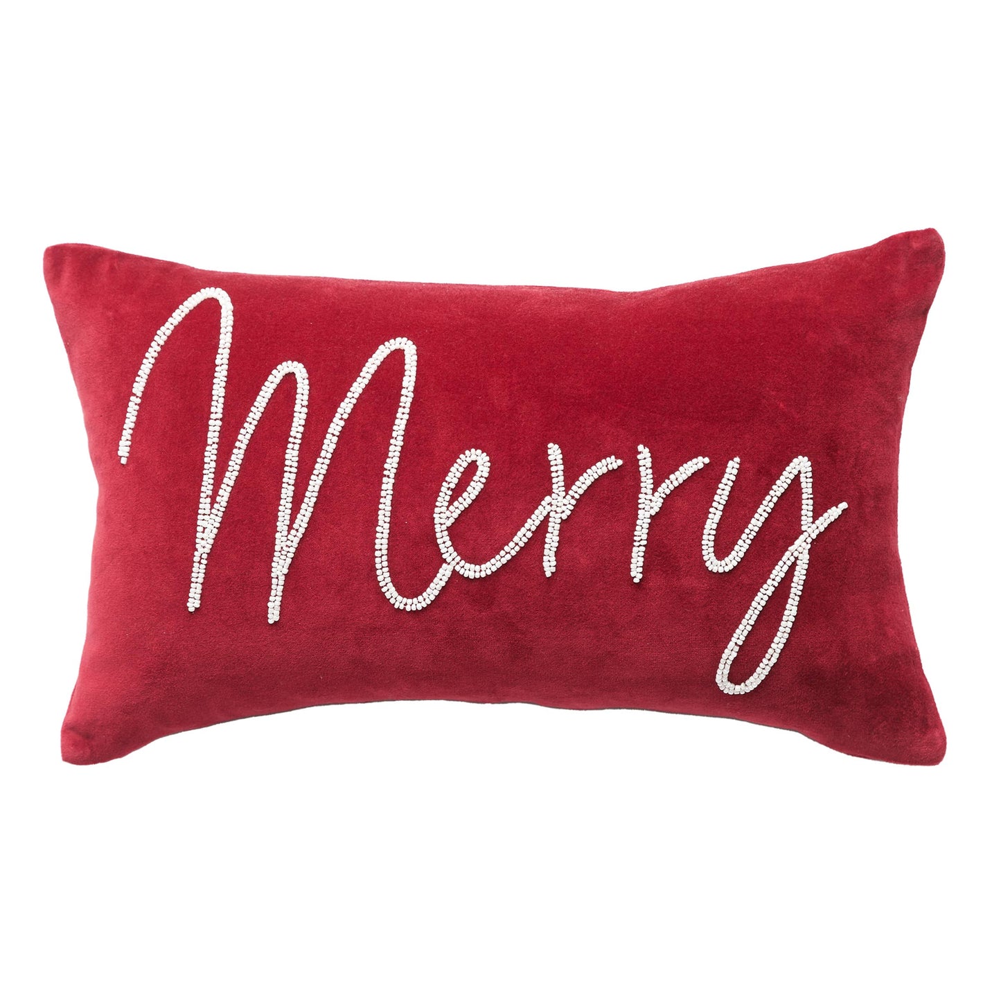 carol & frank - Christmas Merry Ruby Red Velvet Throw Pillow