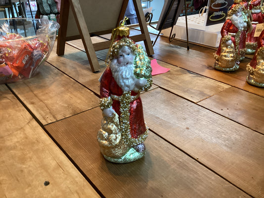 Tradecie Santa w animals blown ornament