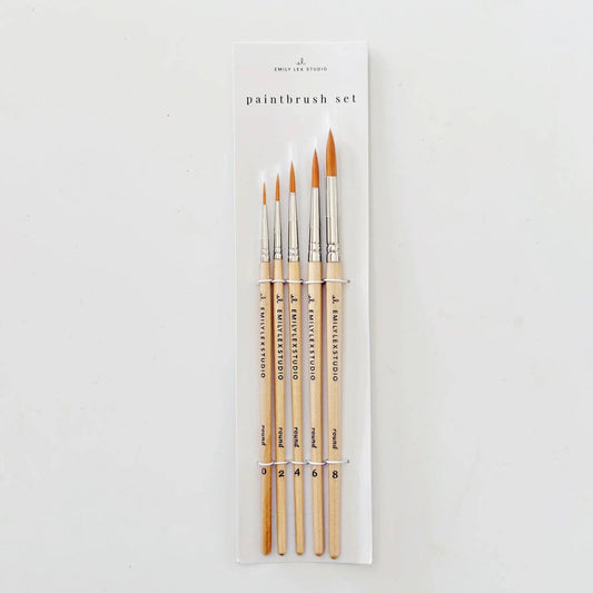 emily lex studio - Watercolor paintbrush set of five wood brushes