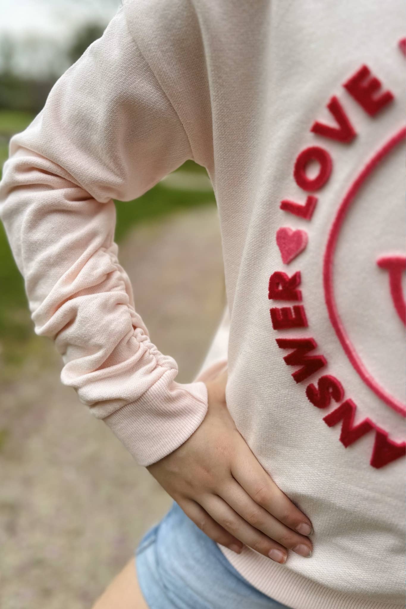 Paper Flower - Love is the answer tuff embroidery tinic length sweatshirt