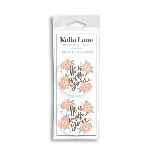 Clairmont & Co - Car Coaster 2-Pack Kalia Lane-He Is With You