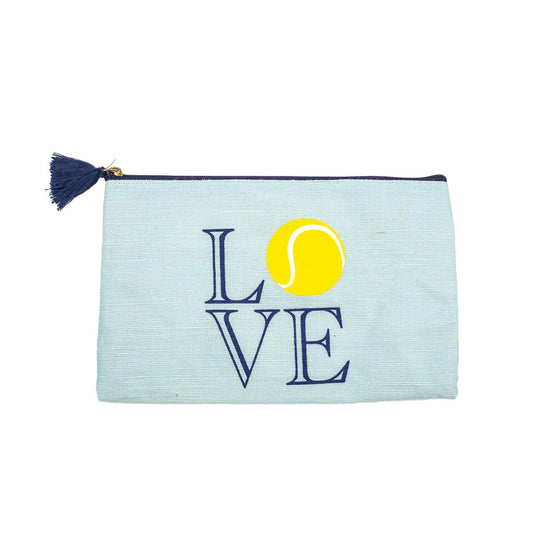 The Royal Standard - Tennis Love Juco Cosmetic Bag   Sky/Navy/White   10x6