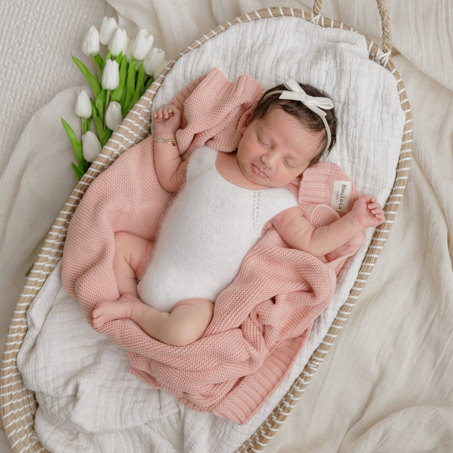 Bleu La La - 100% Organic Luxury Cotton Swaddle Receiving Baby Blanket
