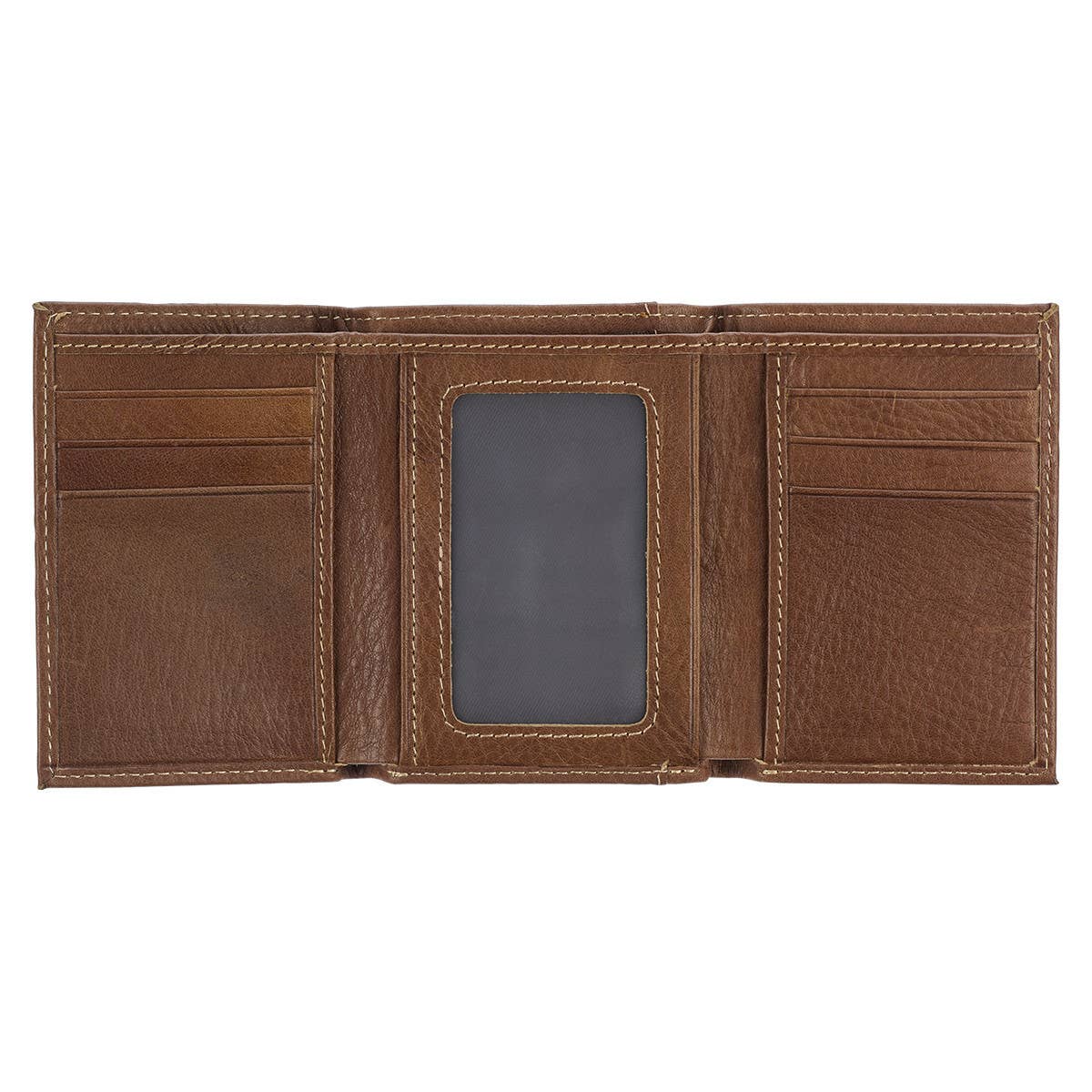 Christian Art Gifts - Wallet Leather Brown Ichthus Badge