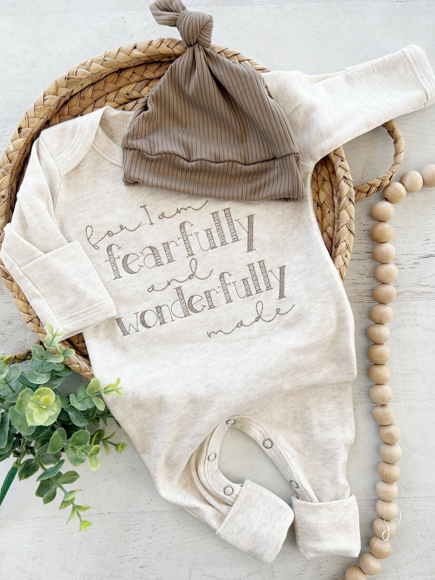 Wonderfully Made - Baby Romper | Fearfully and Wonderfully Made - Taupe/Oatmeal