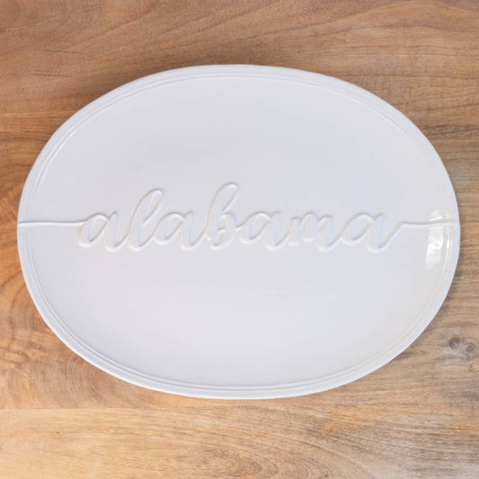 The Royal Standard - Alabama Embossed Platter   White    16x12
