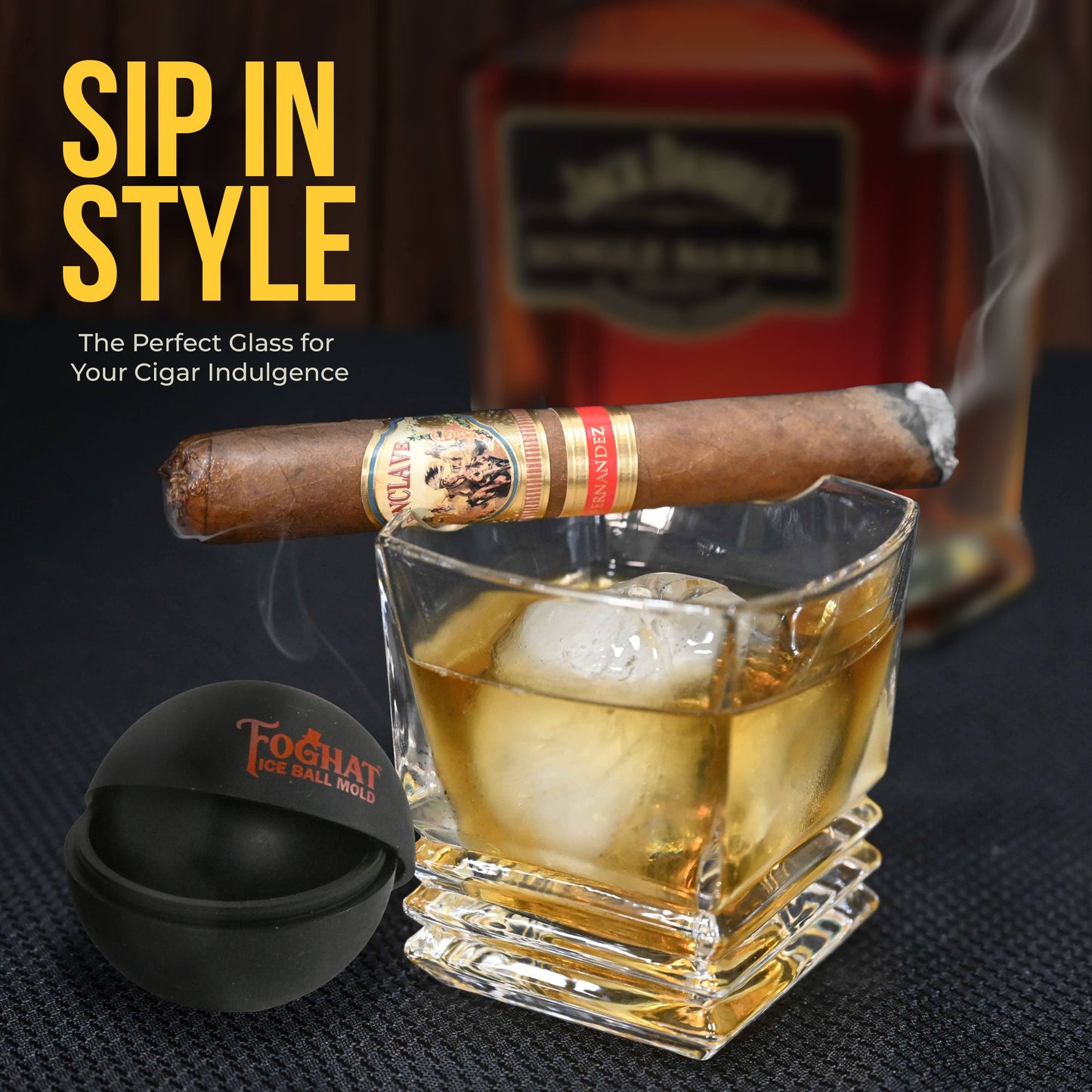 ThousandOaksBarrelCo. - Cigar Glass with Ice Ball Mold