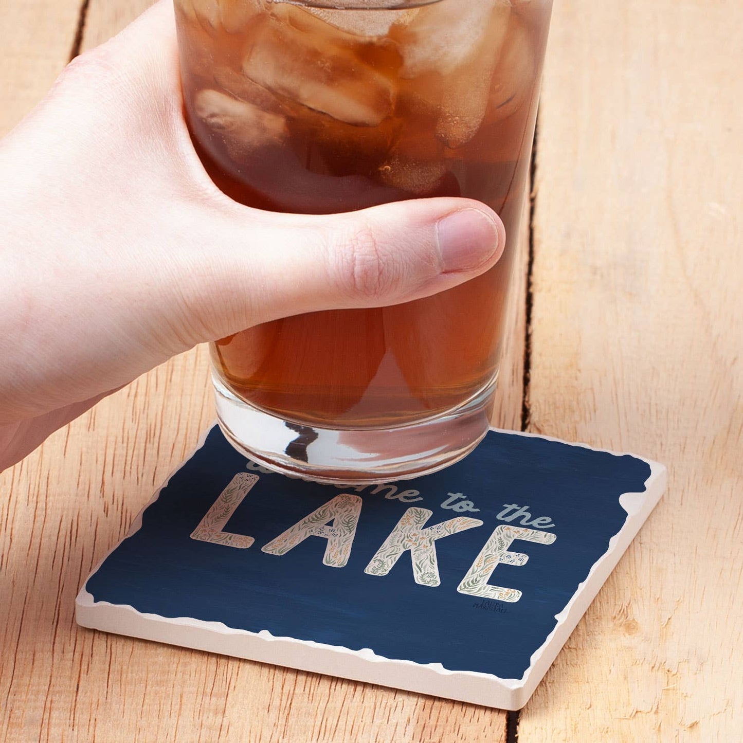 CounterArt/Highland Home/Thirstystone - "Lakeside Welcome" Single Tumbled Tile Coaster