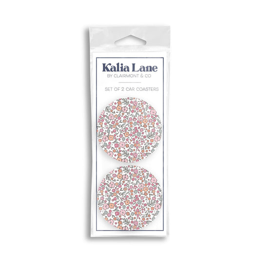 Clairmont & Co - Car Coaster 2-Pack Kalia Lane-Floral Pattern