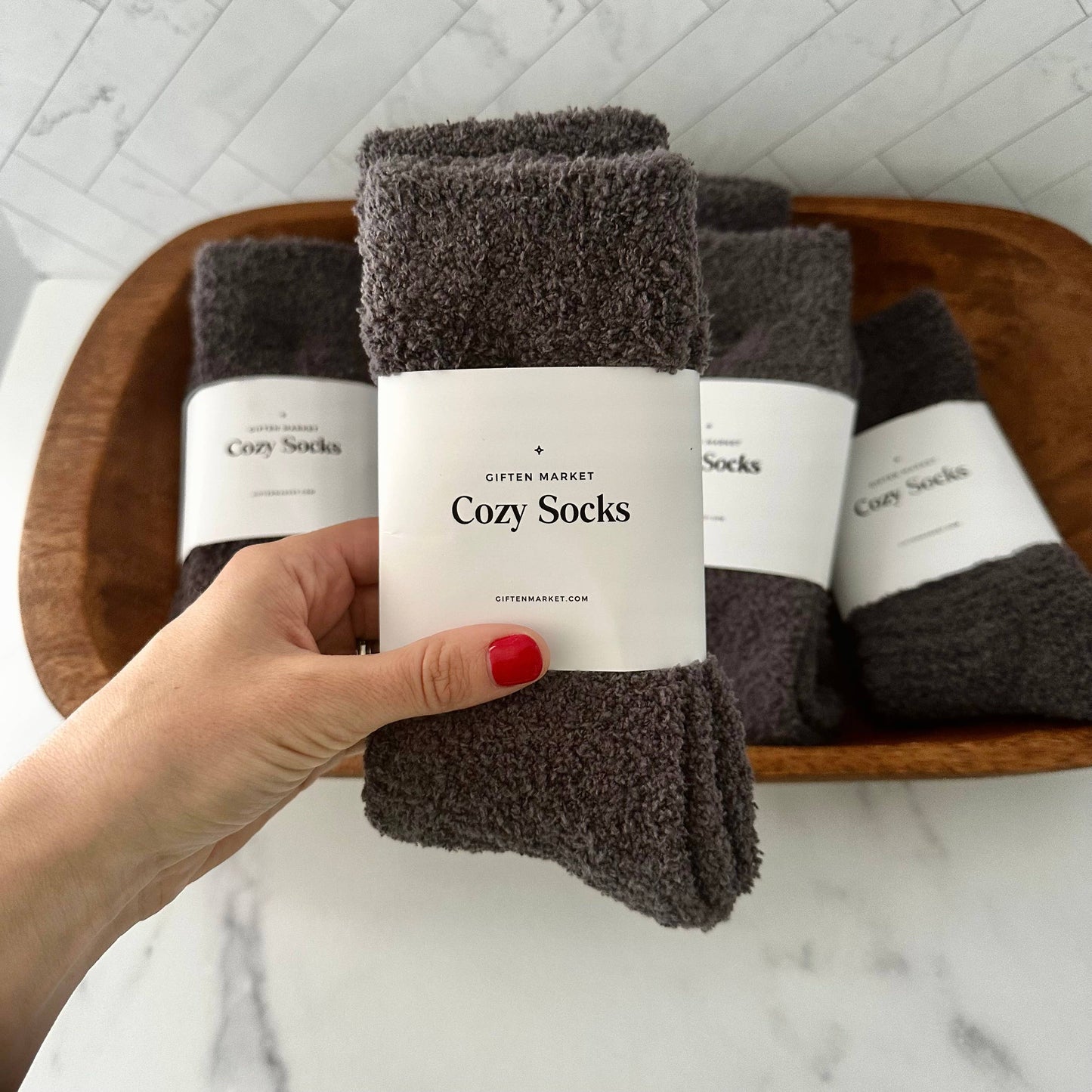 Giften Market - Cozy Cloud Socks - Charcoal - Warm & Soft - Winter Gift