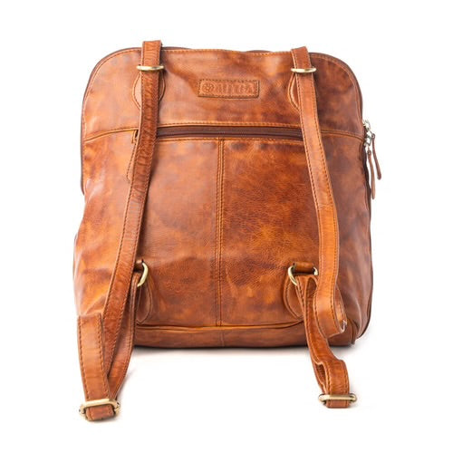 Hearth fire Buckled Genuine Leather Bag in Cognac Brown by MYRA