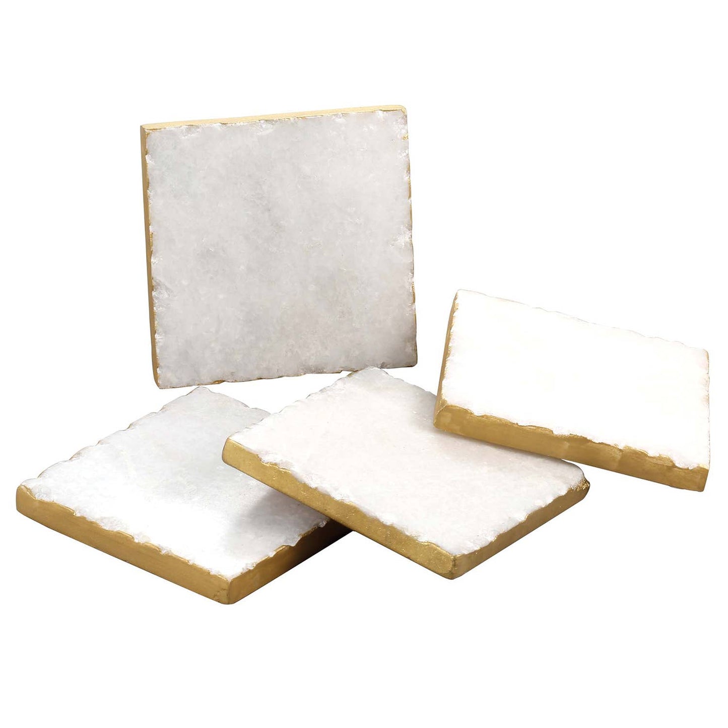 CounterArt/Highland Home/Thirstystone - Thirstystone Natural White Marble Coasters with Gold Edges
