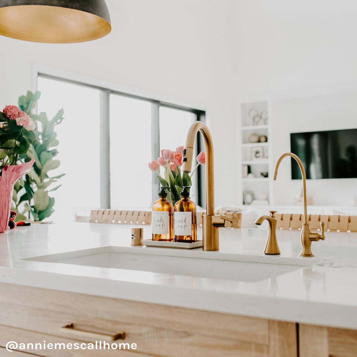 Sweet Water Decor - 16oz Amber Glass Dish Soap Dispenser - Home Decor & Gifts