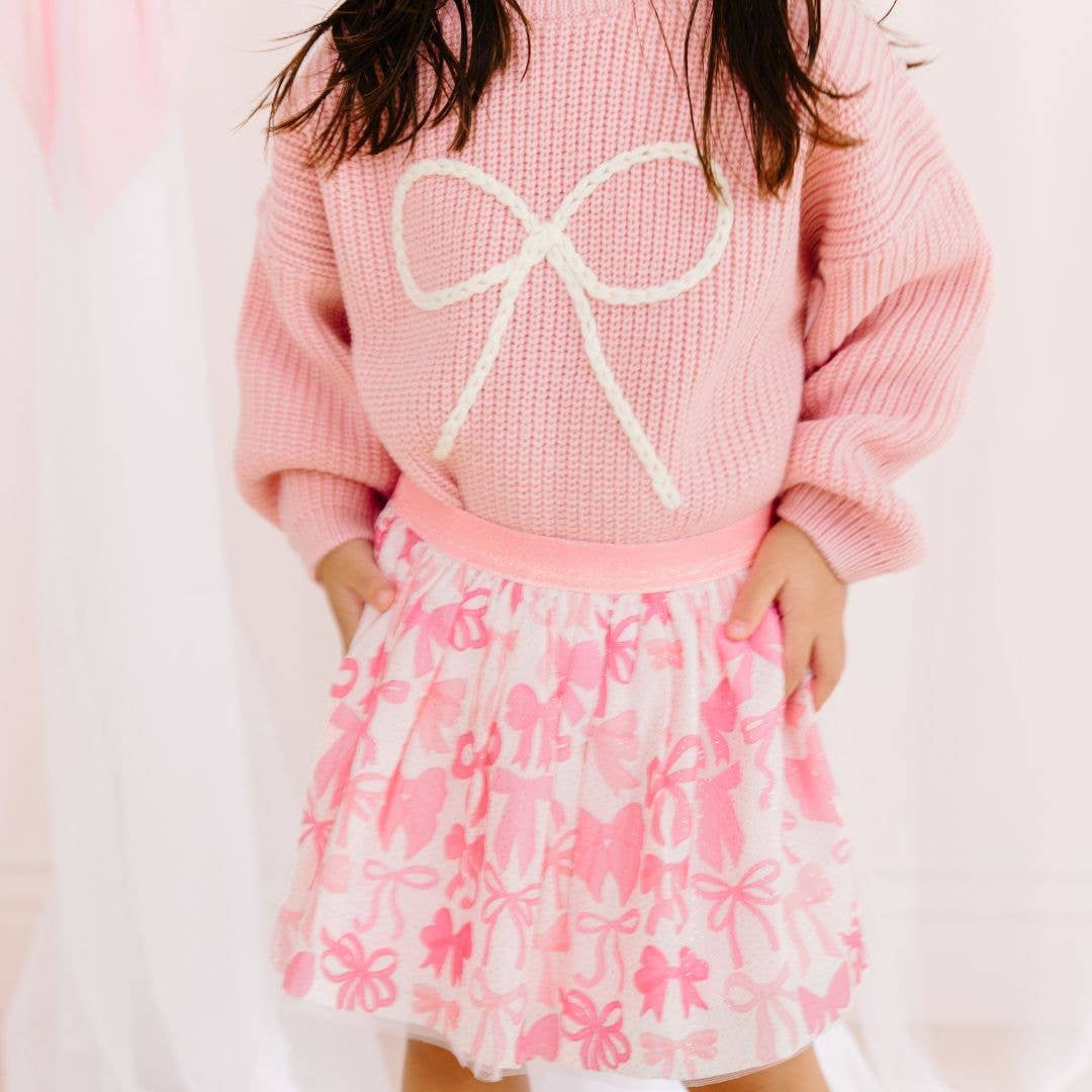 Sweet Wink - Bow Yarn Knit Sweater - Kids Sweaters - Girls Clothes