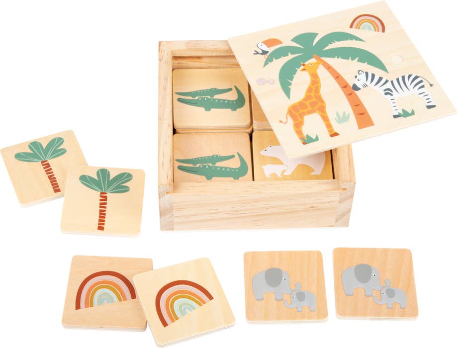 Hauck Toys - Small Foot Wooden Toys Safari Themed Memory Game