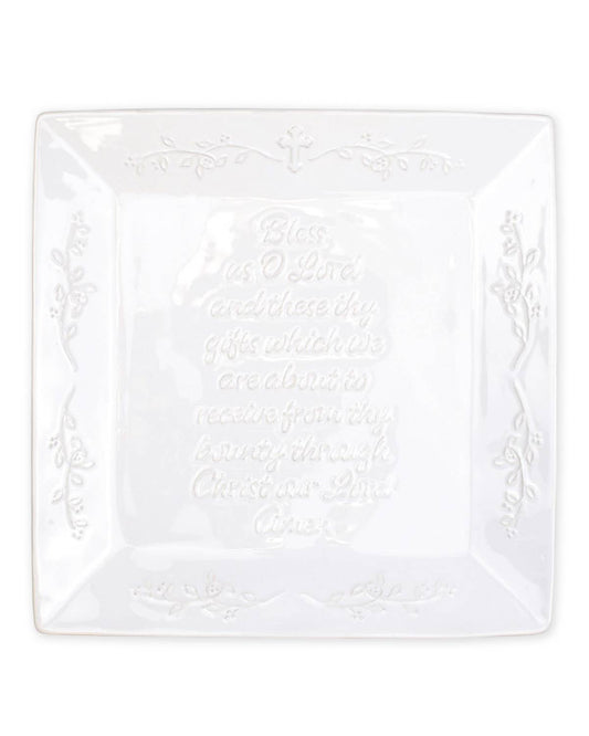 The Royal Standard - Grace Prayer Platter   White   11.5x11.5