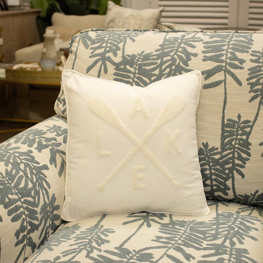 The Royal Standard - Lake Embroidered Pillow   Soft White   16x16