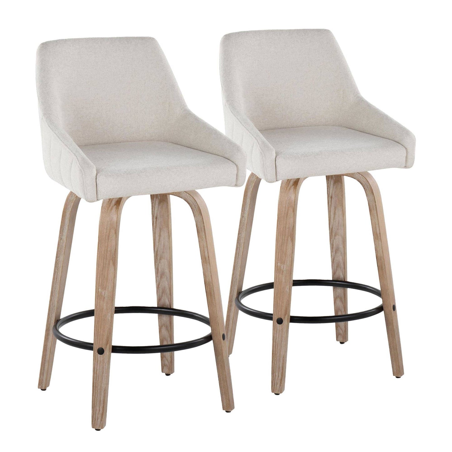 LumiSource and Grandview Gallery - Hannah 26" Fixed-Height Counter Stool WW - Set of 2