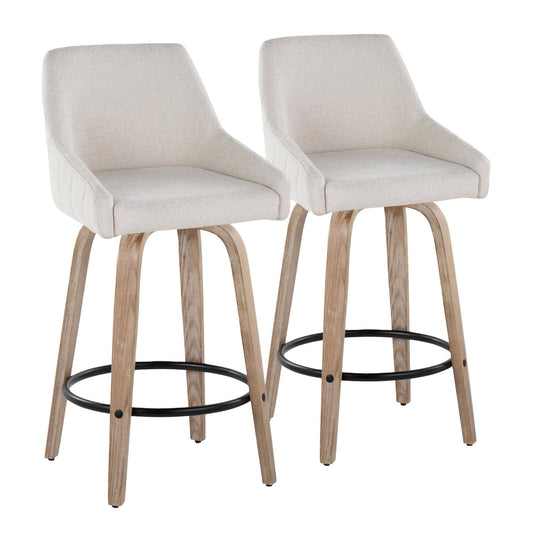 LumiSource and Grandview Gallery - Hannah 26" Fixed-Height Counter Stool WW - Set of 2