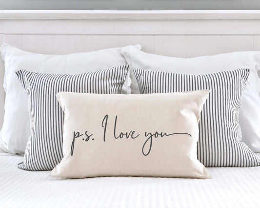 Cotton & Crate - P.S. I Love You Valentine's Day Pillow Cover 12x20 Inch