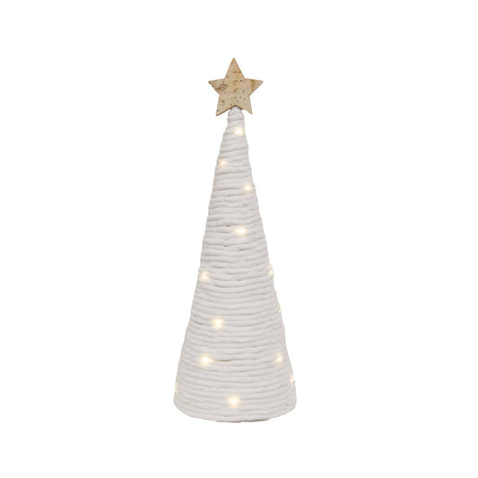 White Yarn Christmas Tree w/LED Lights, Large