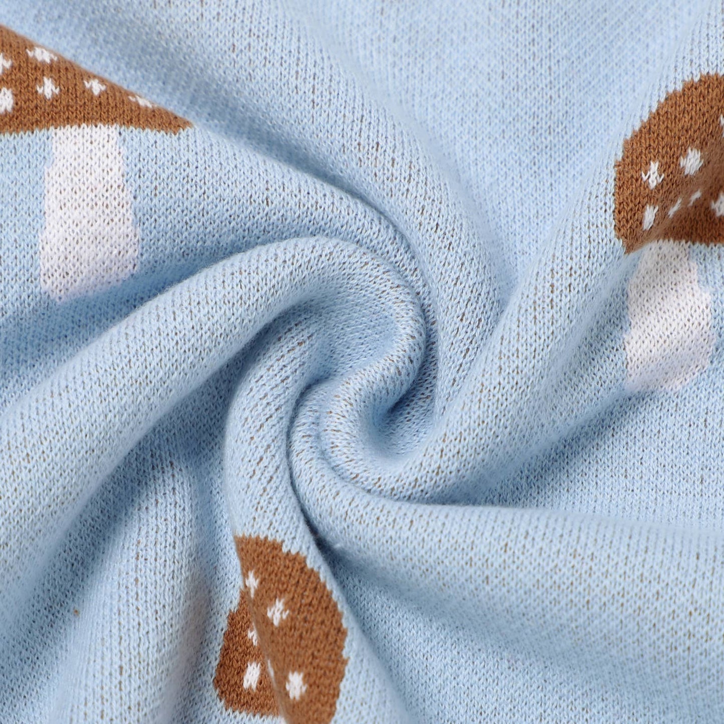 Bleu La La - 100% Luxury Cotton Swaddle Receiving Baby Blanket - Mushroom