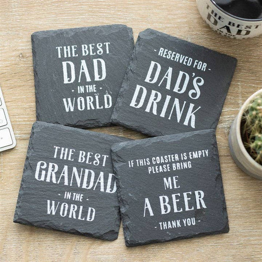 Something Different Wholesale - Set of 24 Slate Father's Day Coasters for Him in Display