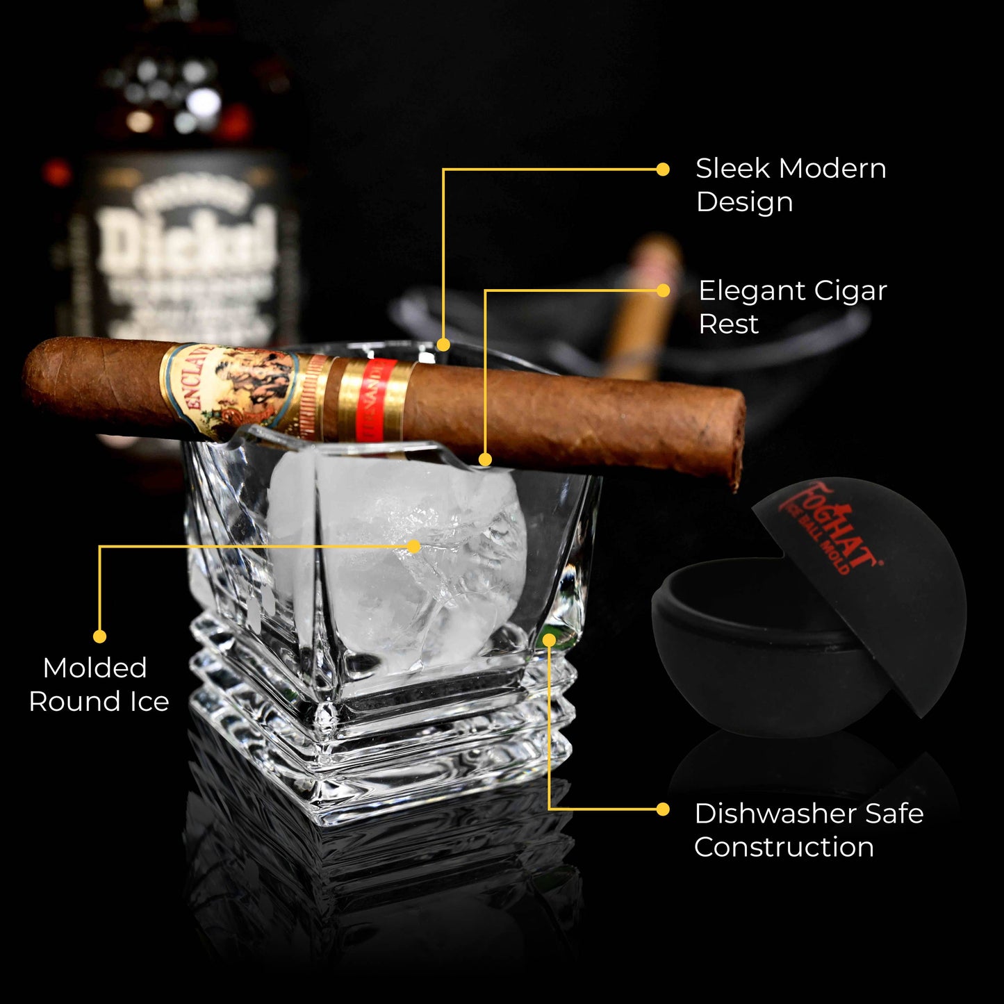 ThousandOaksBarrelCo. - Cigar Glass with Ice Ball Mold
