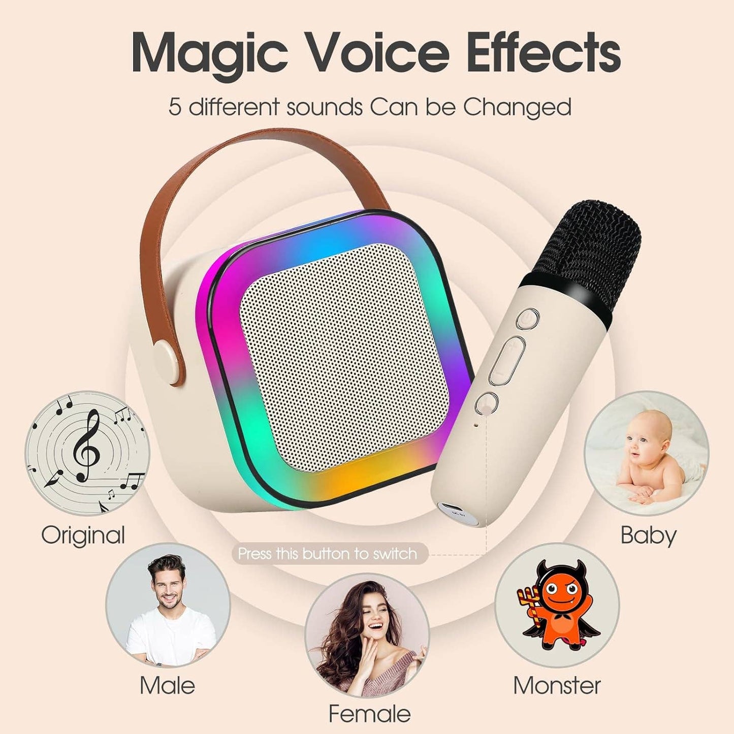 Funky Rico Inc - Karaoke Set- LED - Beige